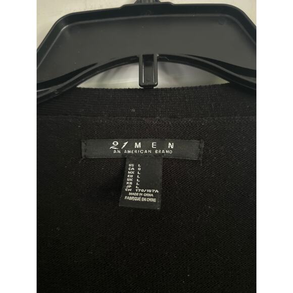 GUC 21 Men Men's Black/Red Stripe Cardigan Button Front Size Large - Picture 2 of 5